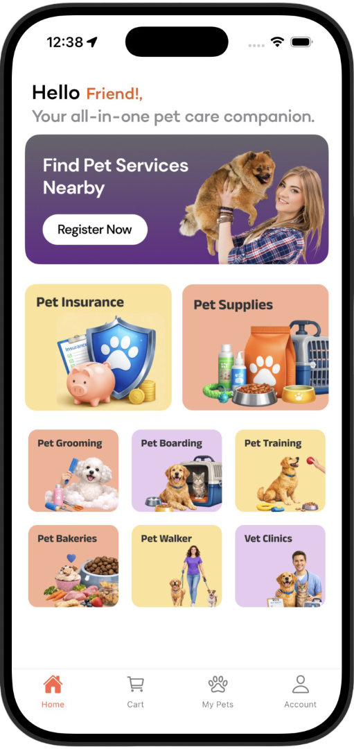 Pet Parent App Homepage